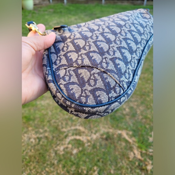DIOR Monogram Mini Saddle Pochette Navy - Picture 12 of 16